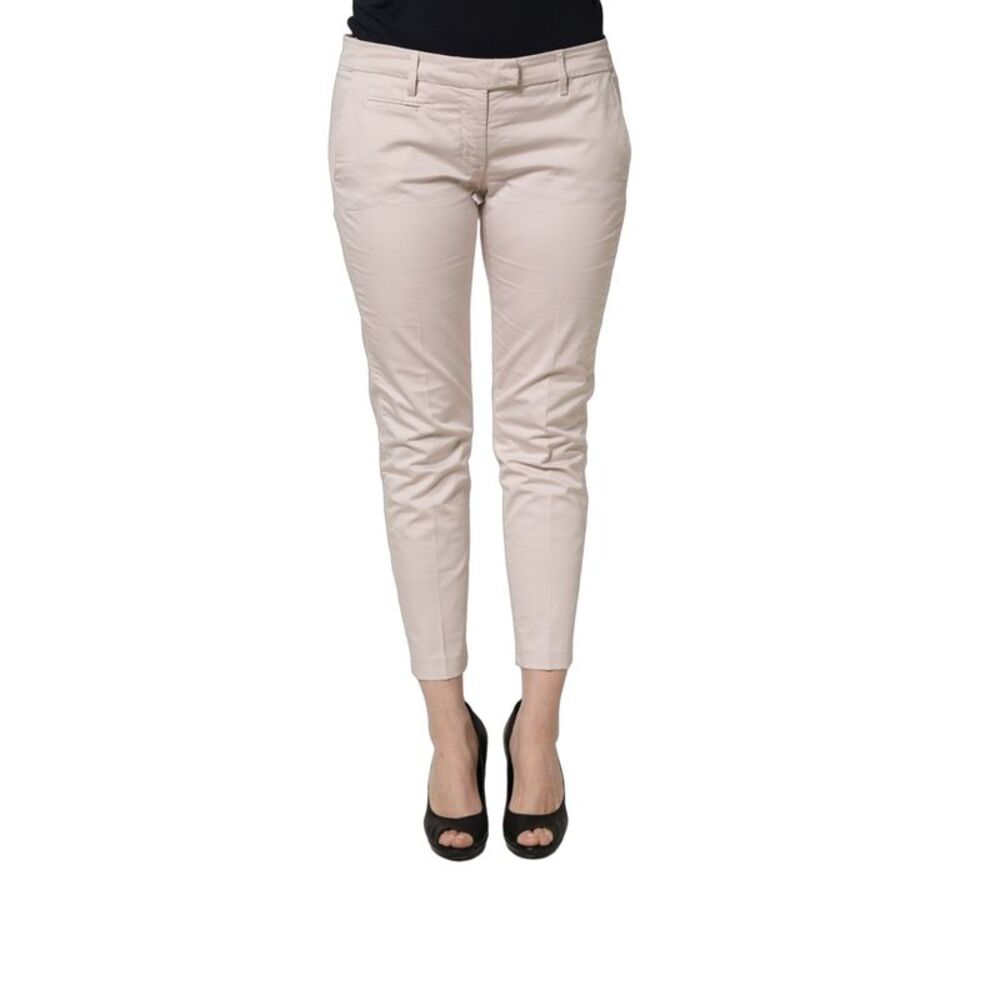 Versace Jeans Couture Beige Low Waist Tapered Women Cropped Trousers Women's